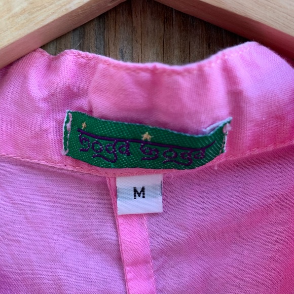 Embroidered Pink Button Down Blouse - Picture 3 of 7